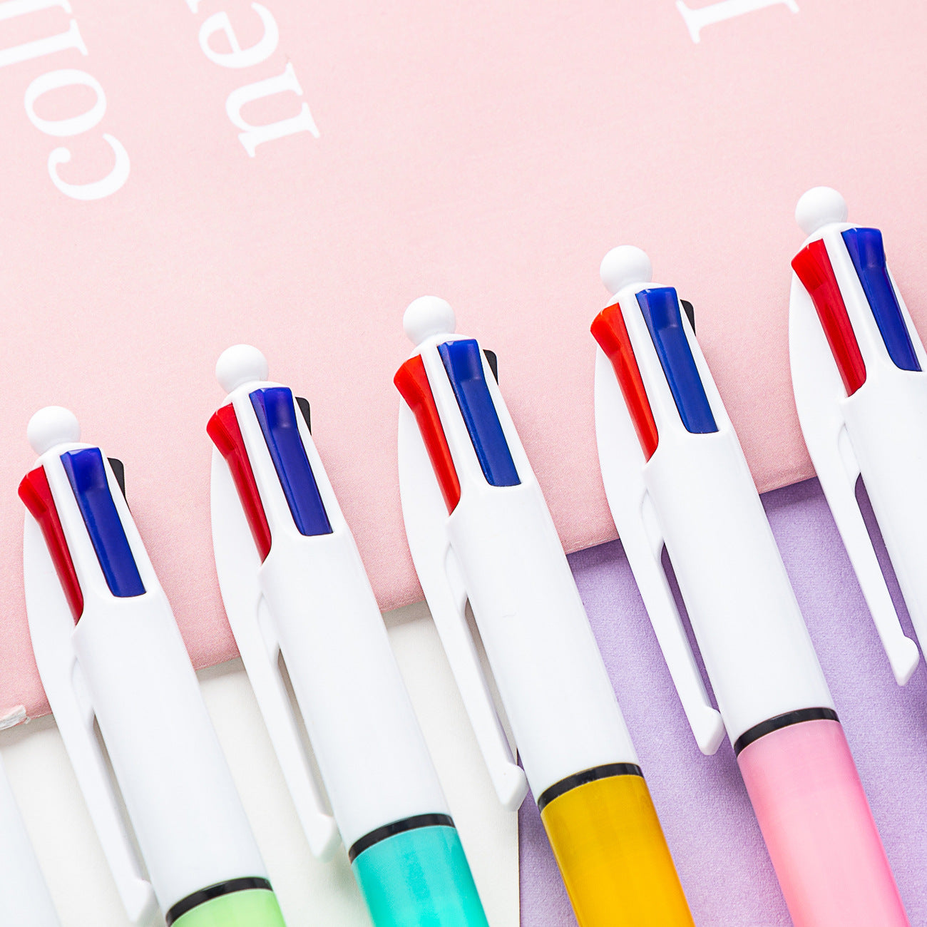 4-Colors Original Retractable Ballpoint Pen Medium Point Tip