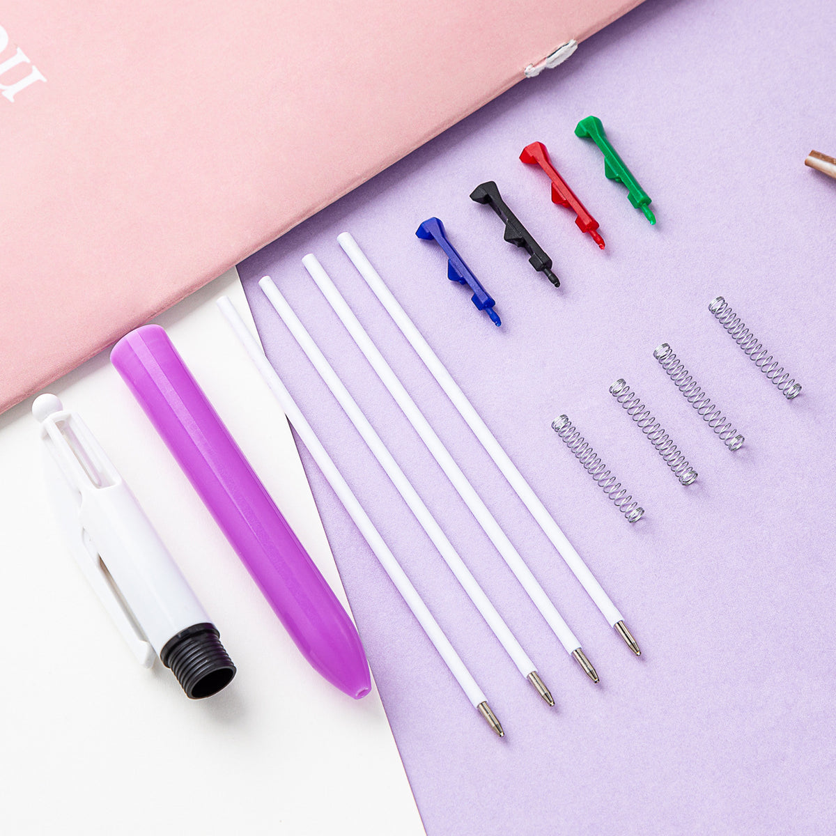 4-Colors Original Retractable Ballpoint Pen Medium Point Tip