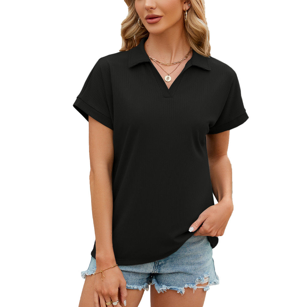 Women's V-Neck Short Sleeve Shirt Polo Shirt