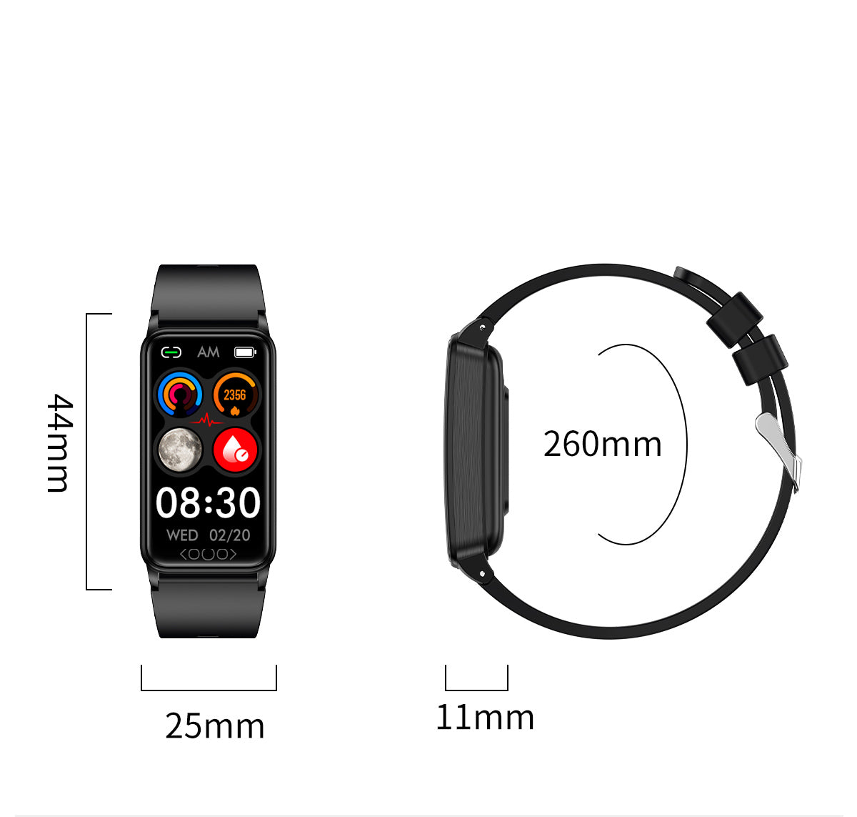 Health & Fitness Smartwatch w/Heart Rate & Body Temperature Tracking