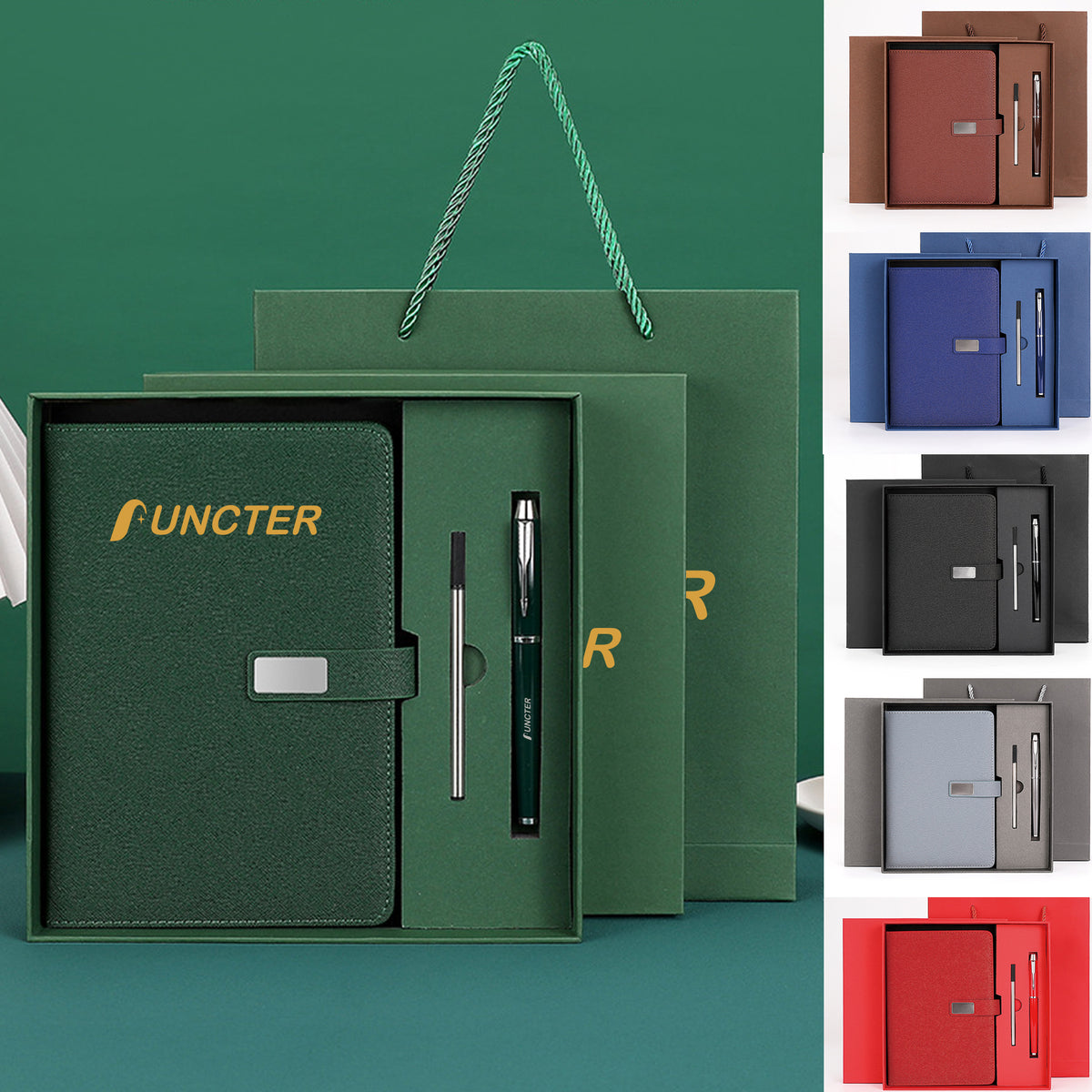 Business Notebook And Pen Set With Gift Box A5 Notepad PU Leather Notebook With Pen Loop For Office