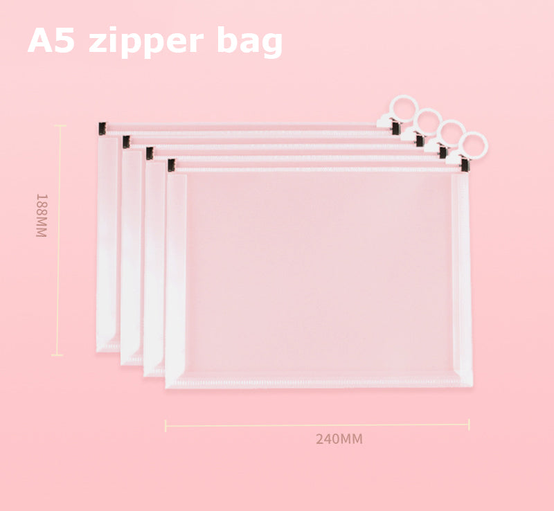 Frosted Matt Zip Plastic Envelopes A5 Zipper Document Folder Letter File Folders Expanding Envelope