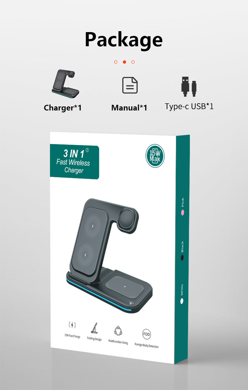 Magnetic 3" 1 Wireless Charging Station Wireless Charging Pad Travel Charger For Multiple Devices