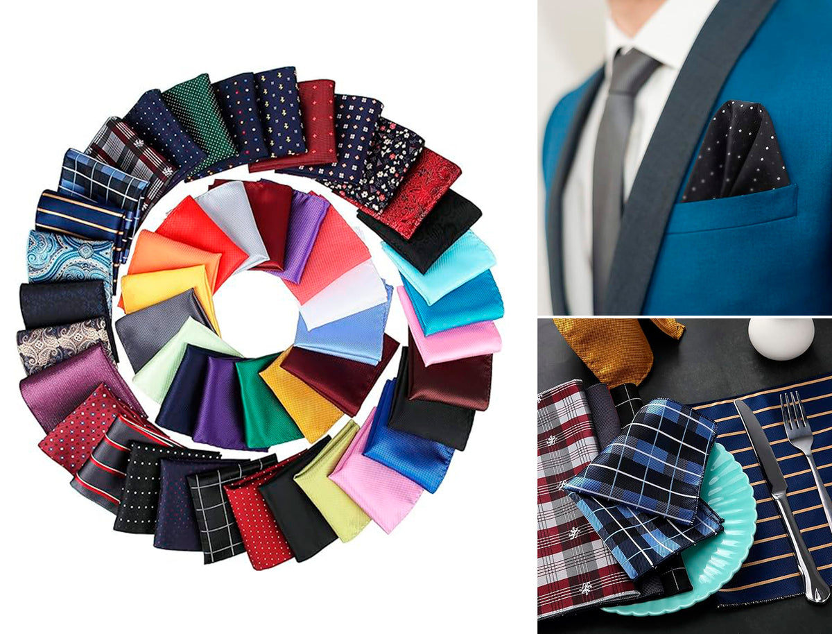 10x10" Pocket Squares for Men Mens Handkerchiefs for Wedding Business Banquet Suit Accessories