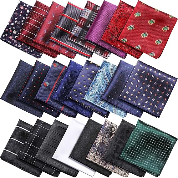 10x10" Pocket Squares for Men Mens Handkerchiefs for Wedding Business Banquet Suit Accessories