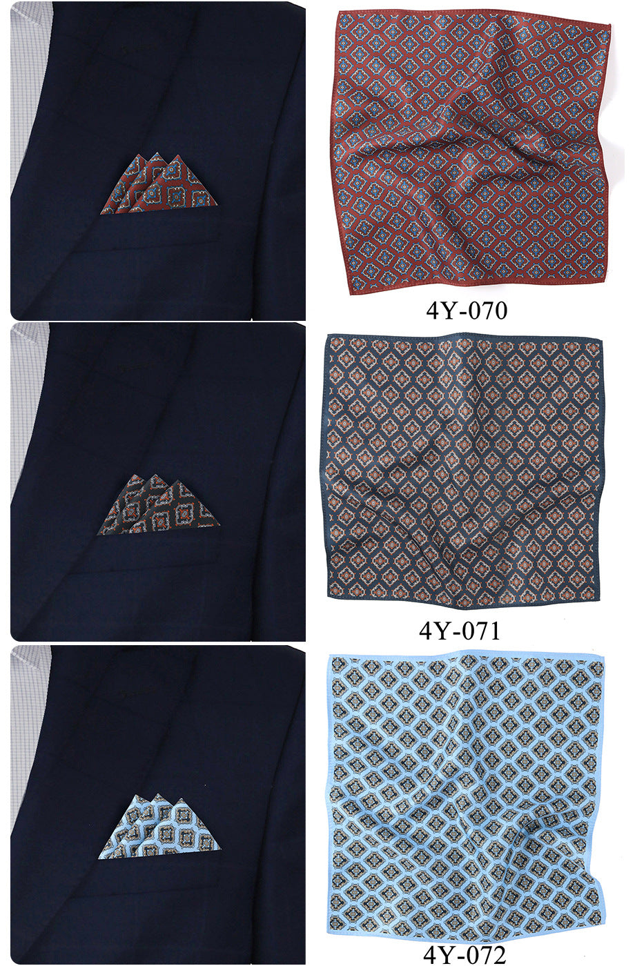 10x10" Pocket Squares for Men Mens Handkerchiefs for Wedding Business Banquet Suit Accessories