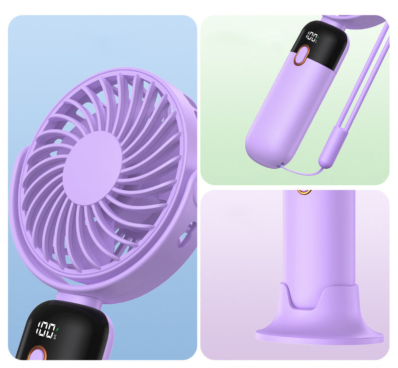 5000 mAh Portable Rotatable Fan Hand Held Small Personal Fan Neck Fan W/ Lanyard