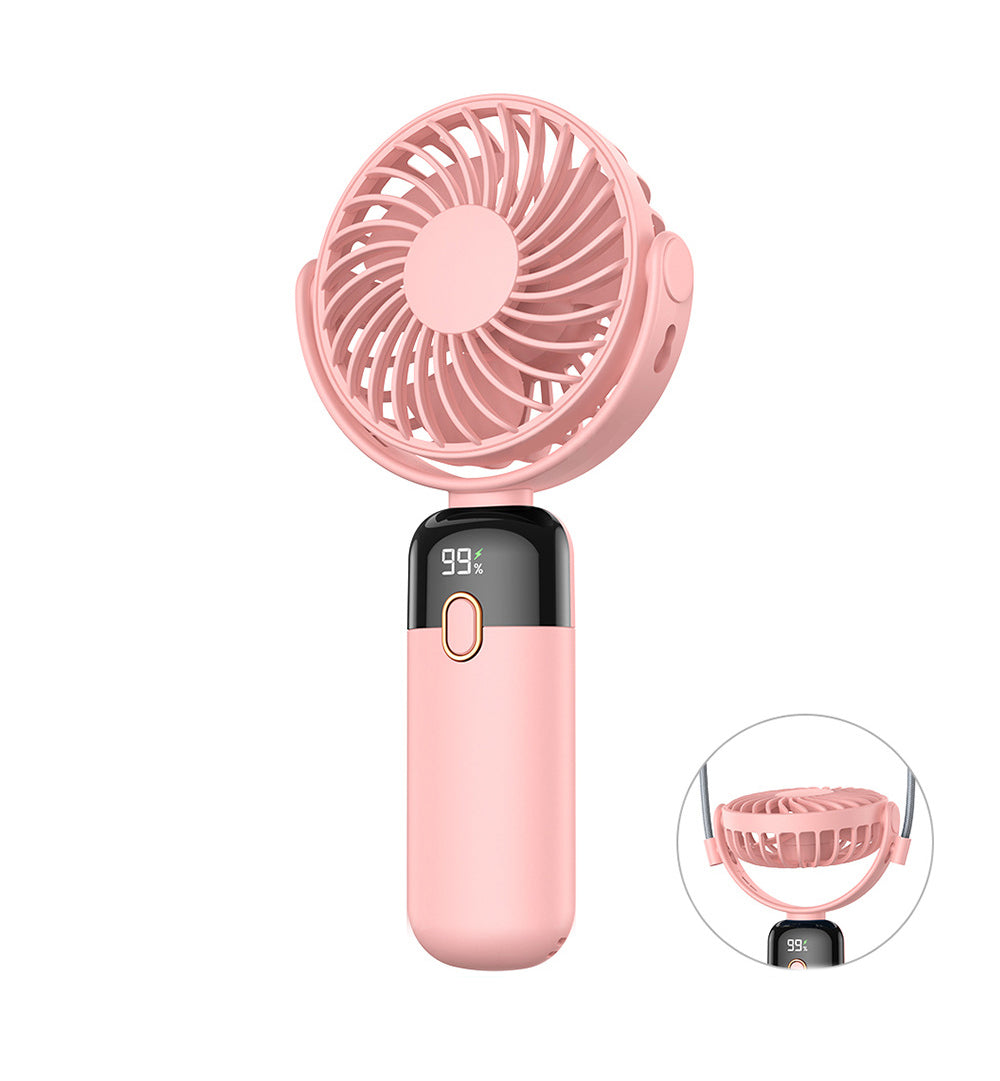 5000 mAh Portable Rotatable Fan Hand Held Small Personal Fan Neck Fan W/ Lanyard