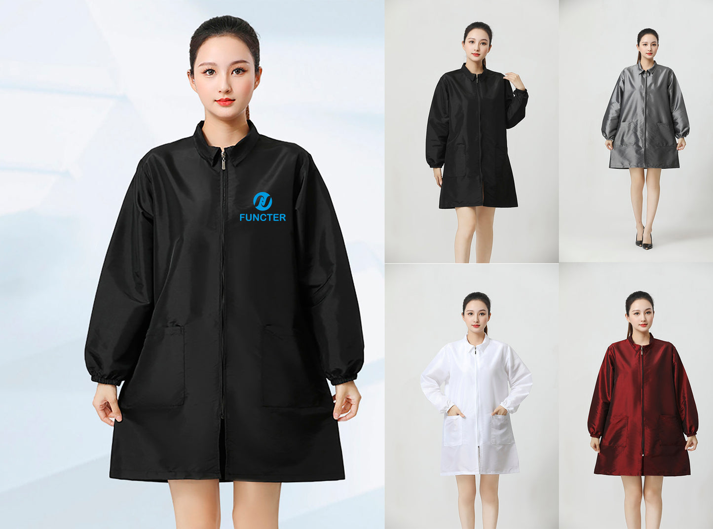 Salon Smock Professional Stylist Jacket Waterproof Haircut Cape Barber Apron-Lapel Style