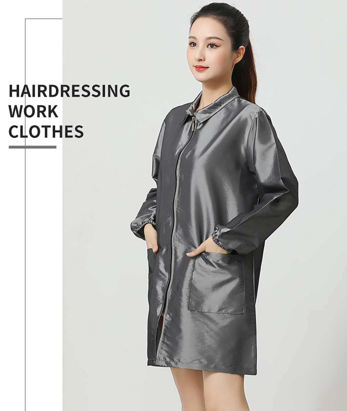 Salon Smock Professional Stylist Jacket Waterproof Haircut Cape Barber Apron-Lapel Style