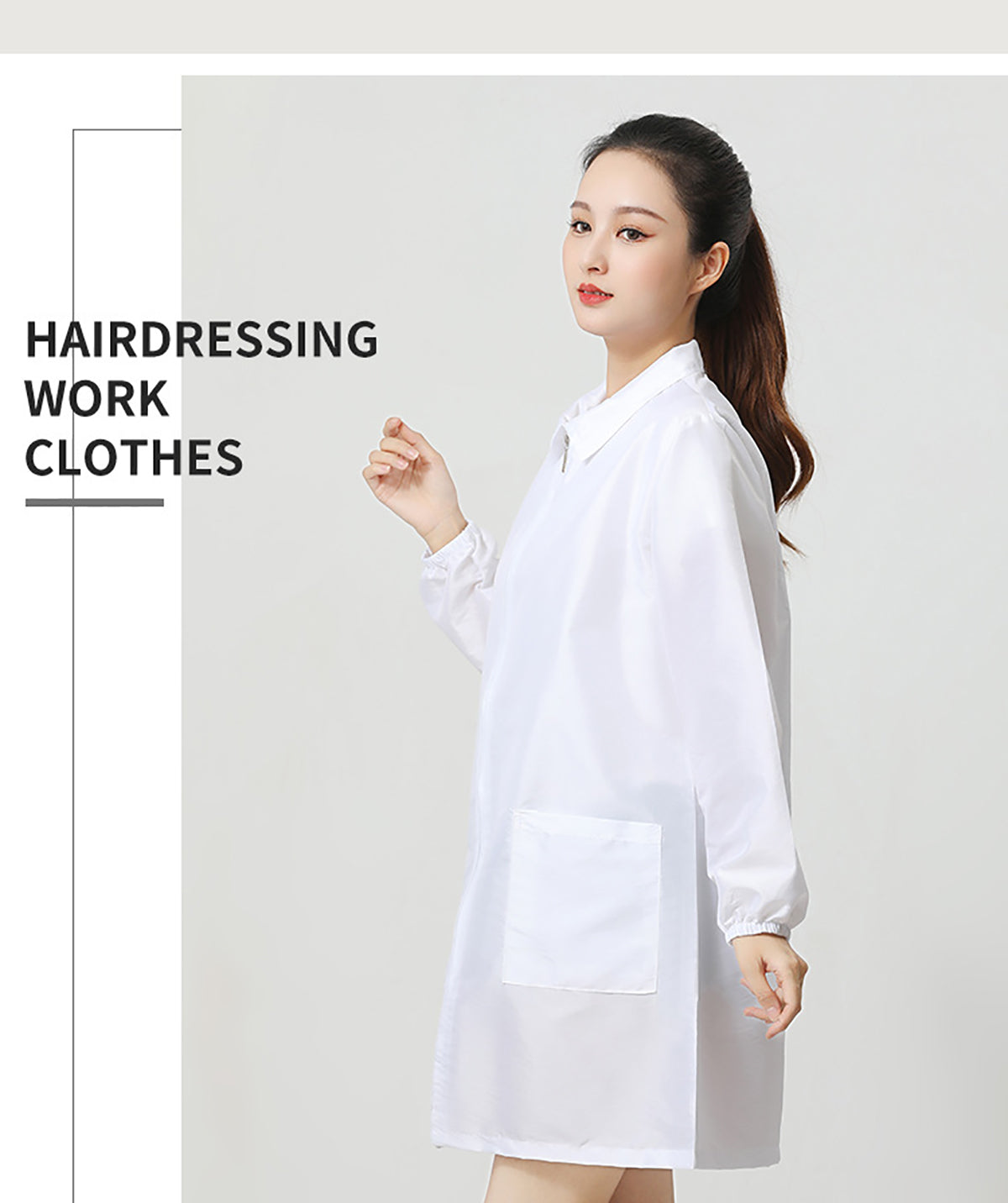 Salon Smock Professional Stylist Jacket Waterproof Haircut Cape Barber Apron-Lapel Style