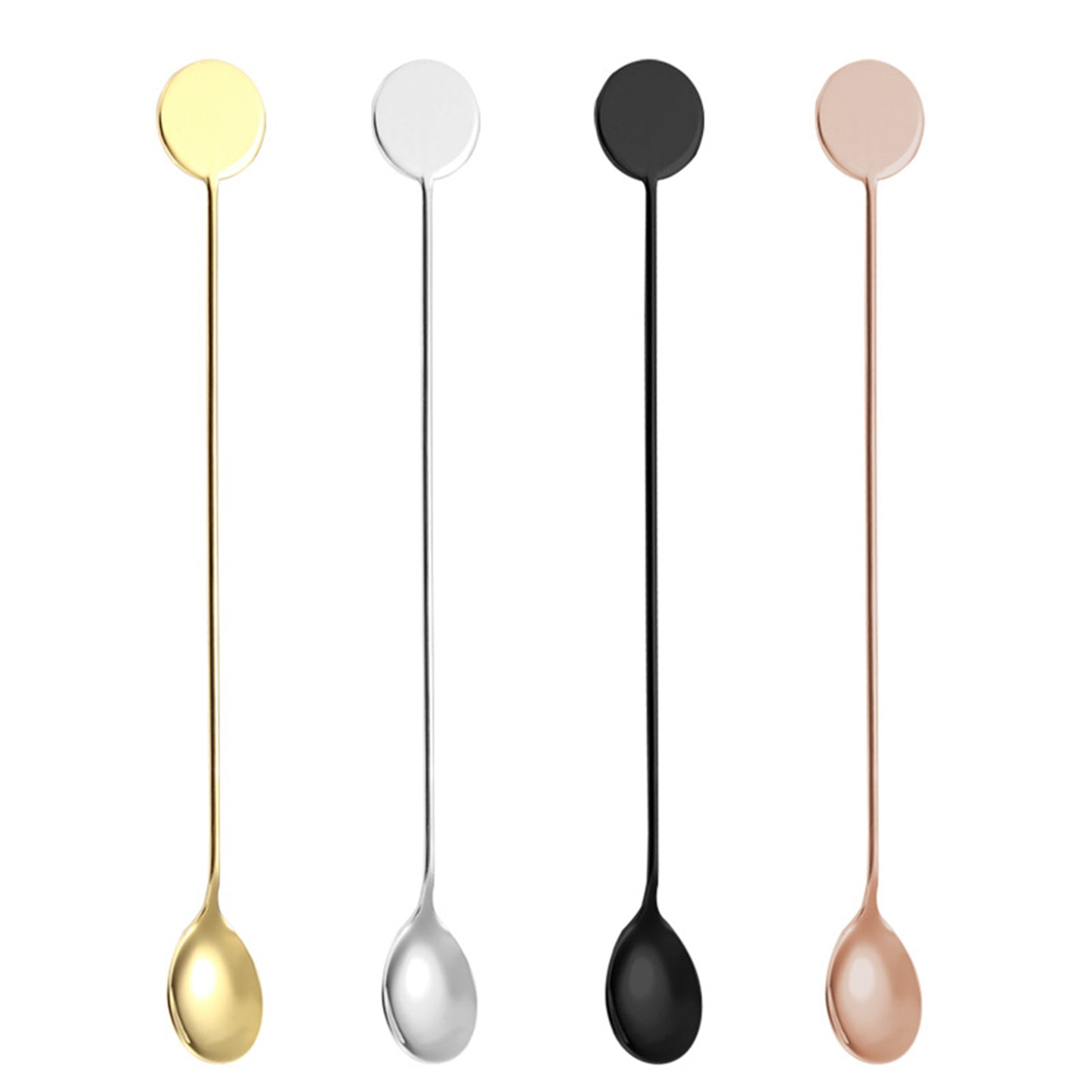 8.27" Long Round Top 304 Stainless Steel Bar Spoon Cocktail Mixing Spoon