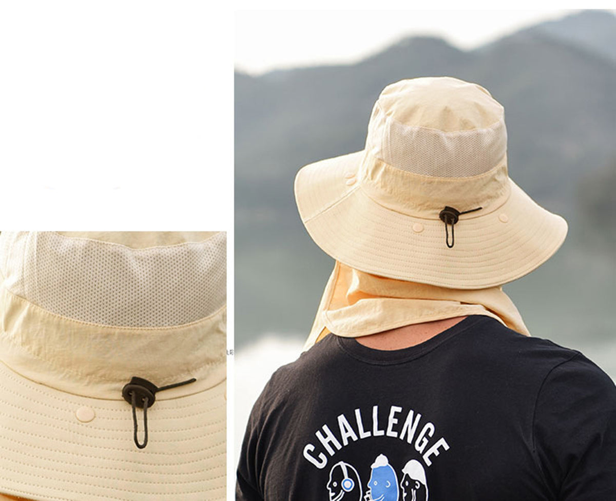 Summer Bucket Hat with Neck Flap Face Cover