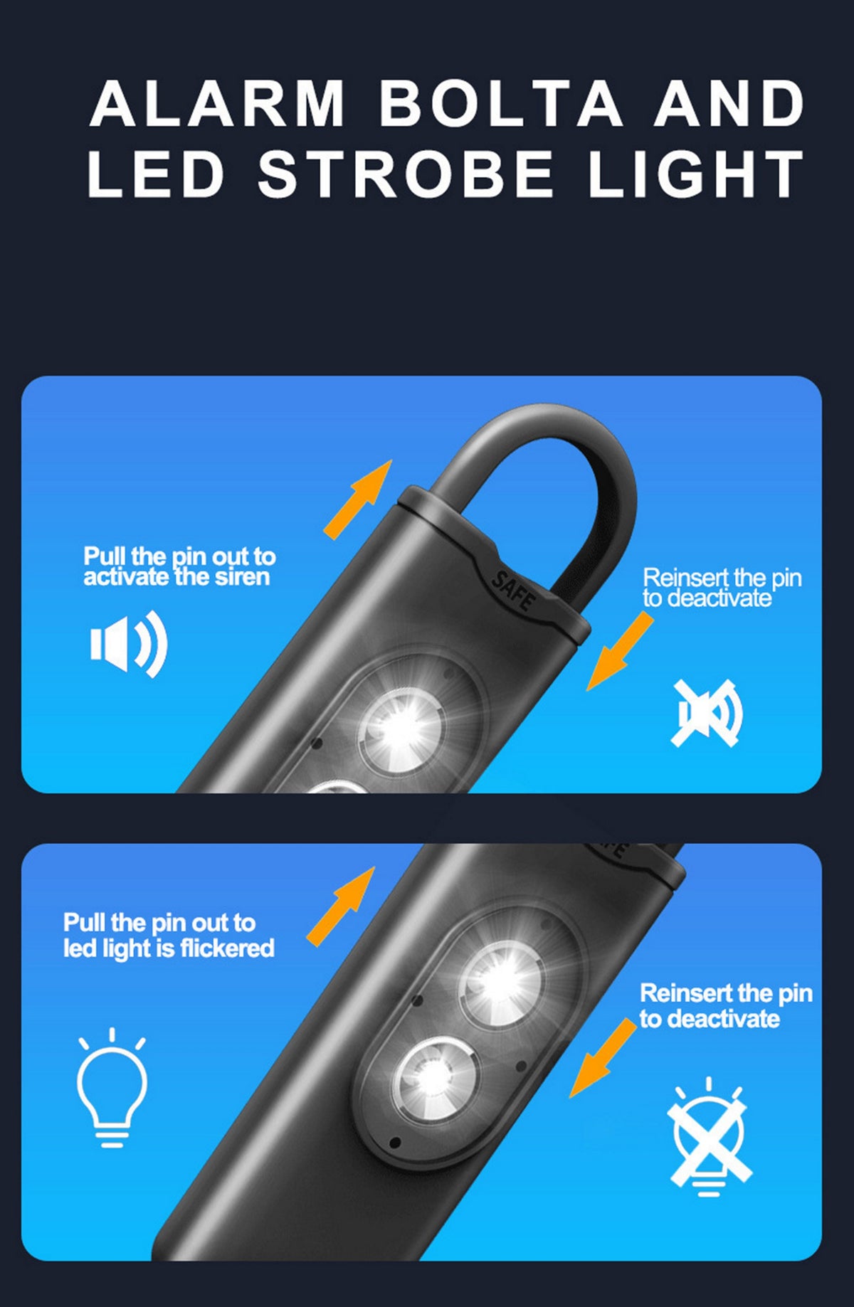 Personal Alarm Key Chain Emergency Safety Alarm For Women