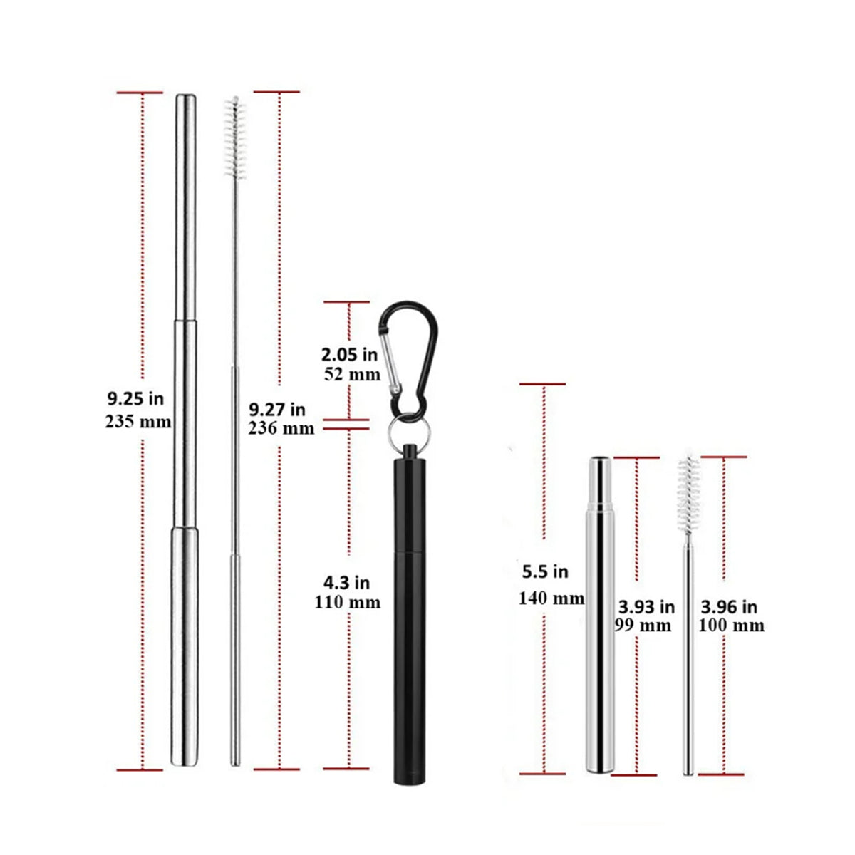 Portable Telescopic Straw Set with Case