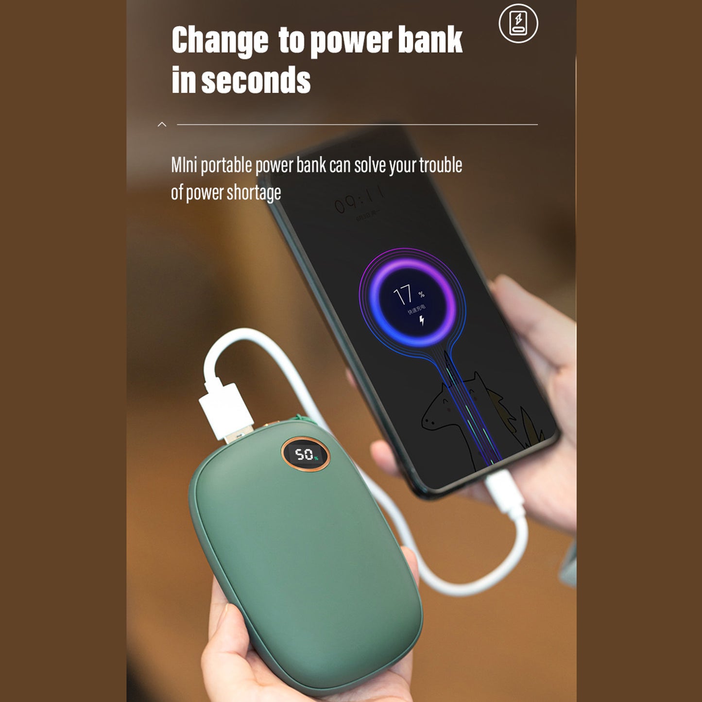 Portable Electric Hand Warmers Power Bank 10,000mAh for Winter