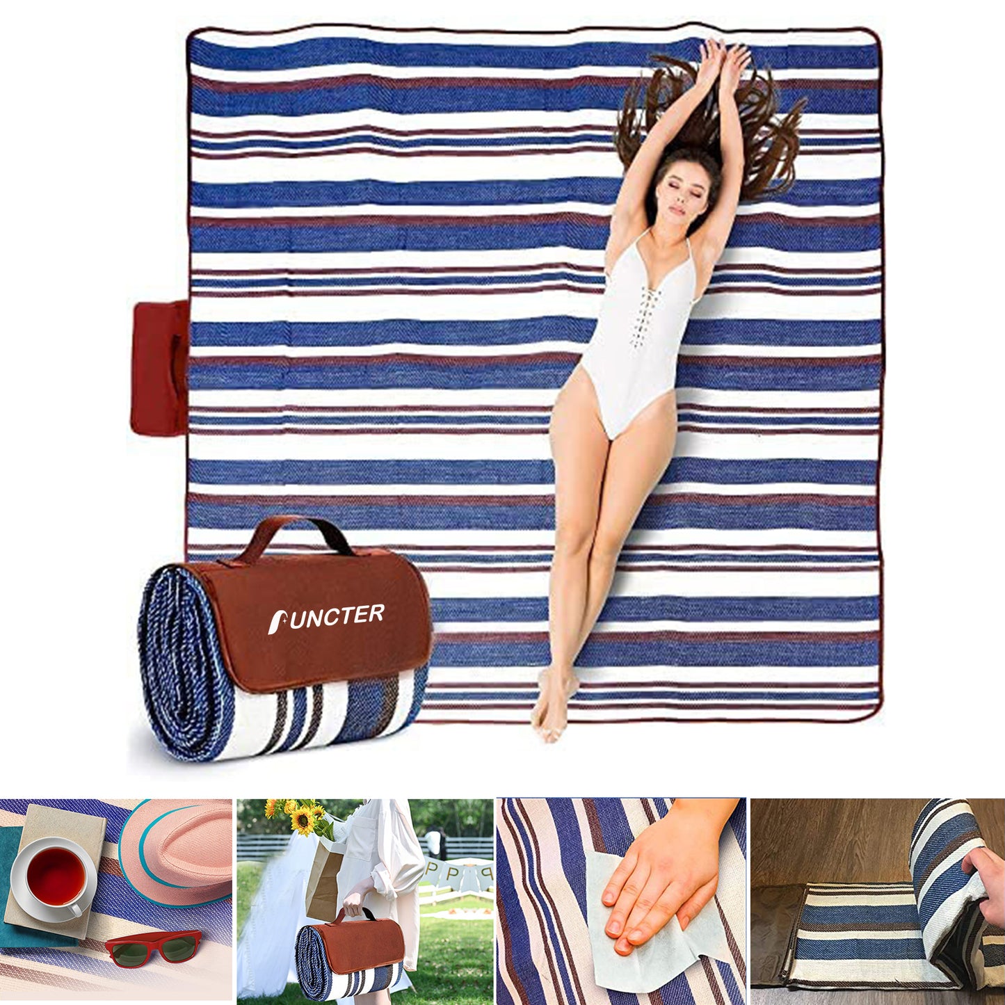 59 X 79" Large Picnic & Outdoor Blanket Dual Layers for Outdoor Water-Resistant Handy Mat