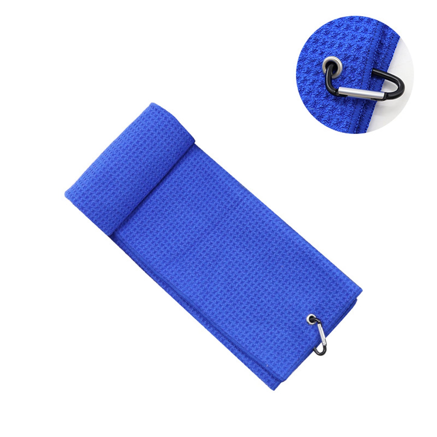 16 x 24" Microfiber Waffle Pattern Two-fold Golf Towel W/Heavy Duty Carabiners Clip