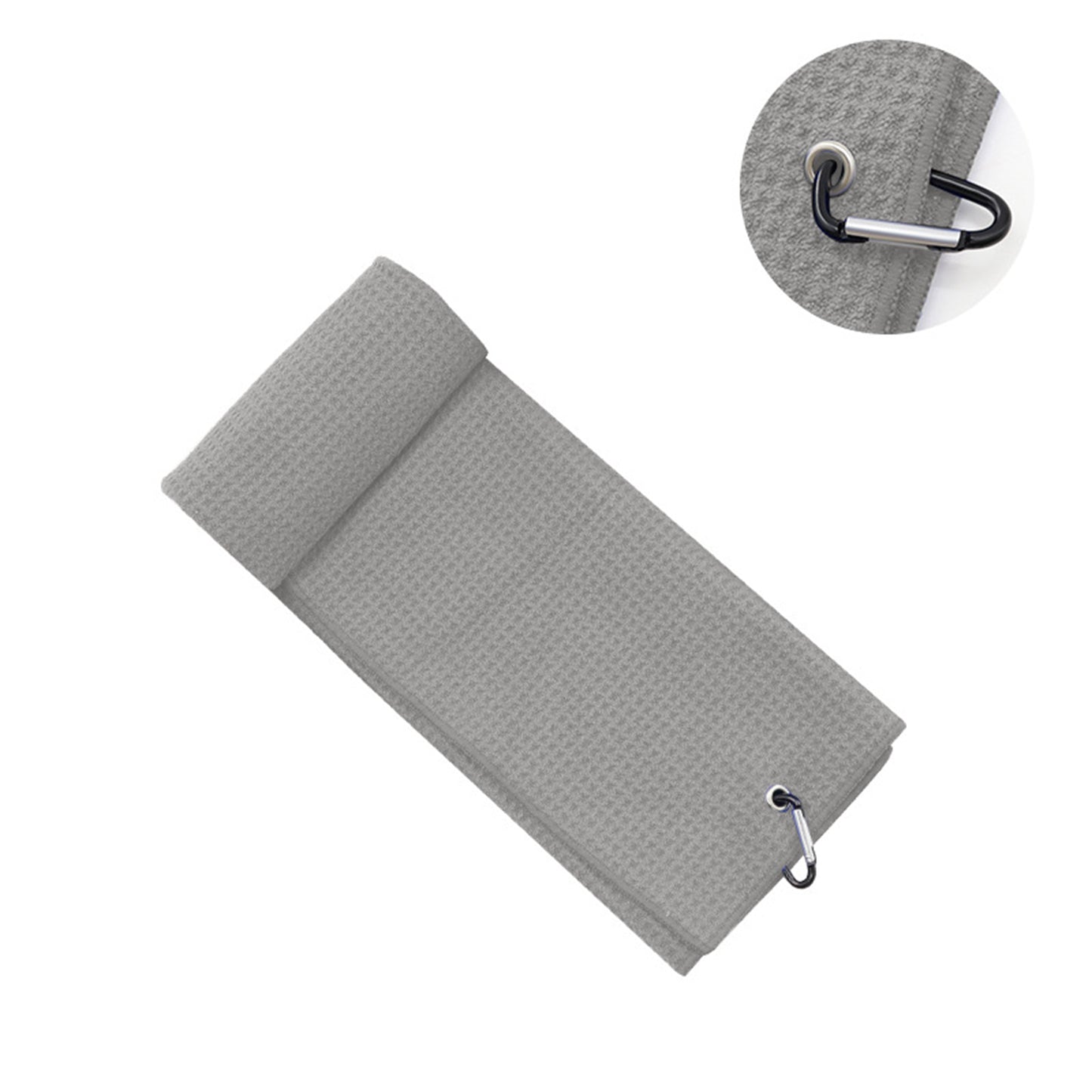 16 x 24" Microfiber Waffle Pattern Two-fold Golf Towel W/Heavy Duty Carabiners Clip