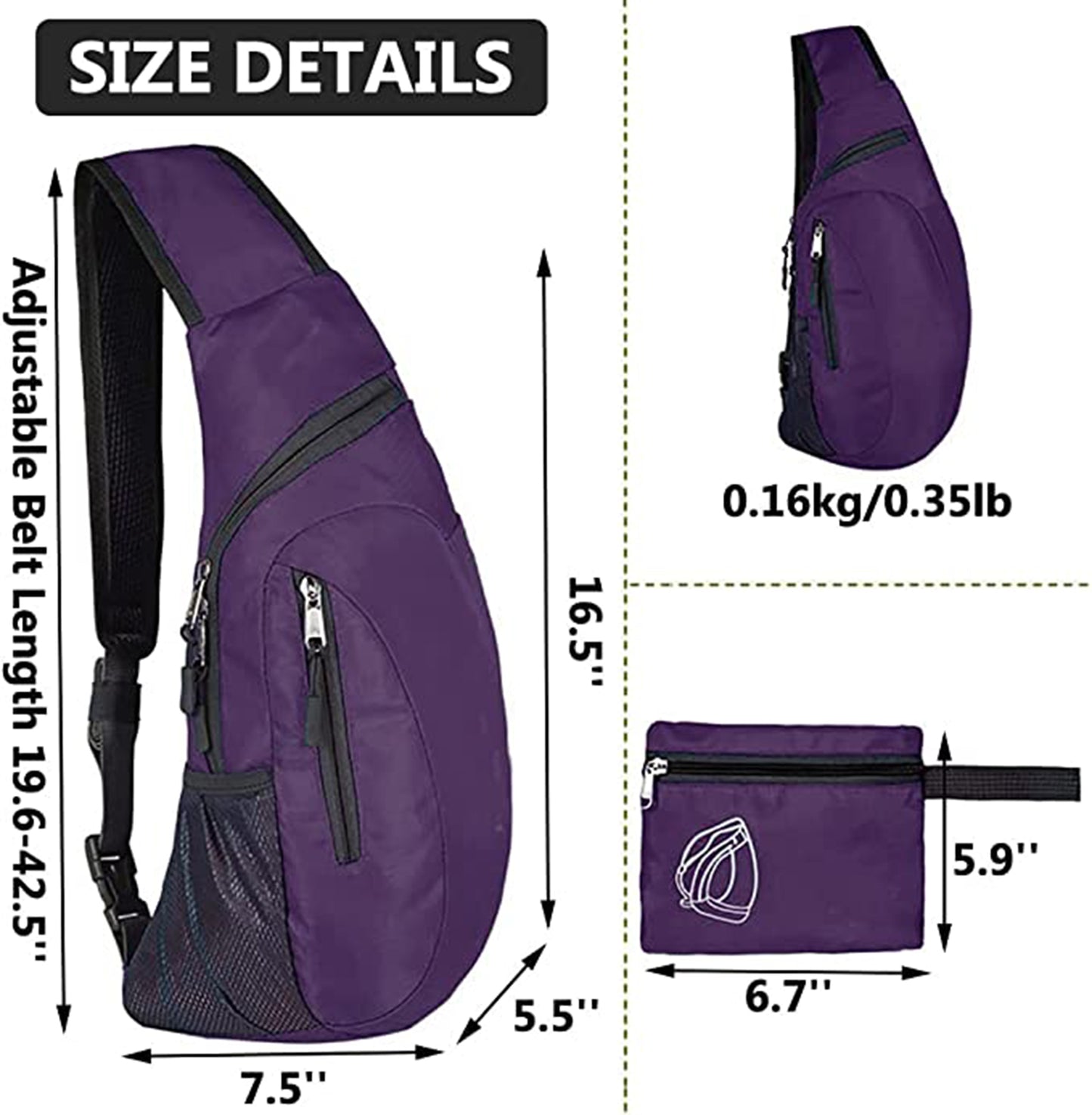 Folding Sling Bag Crossbody Backpack Lightweight Packable Bags