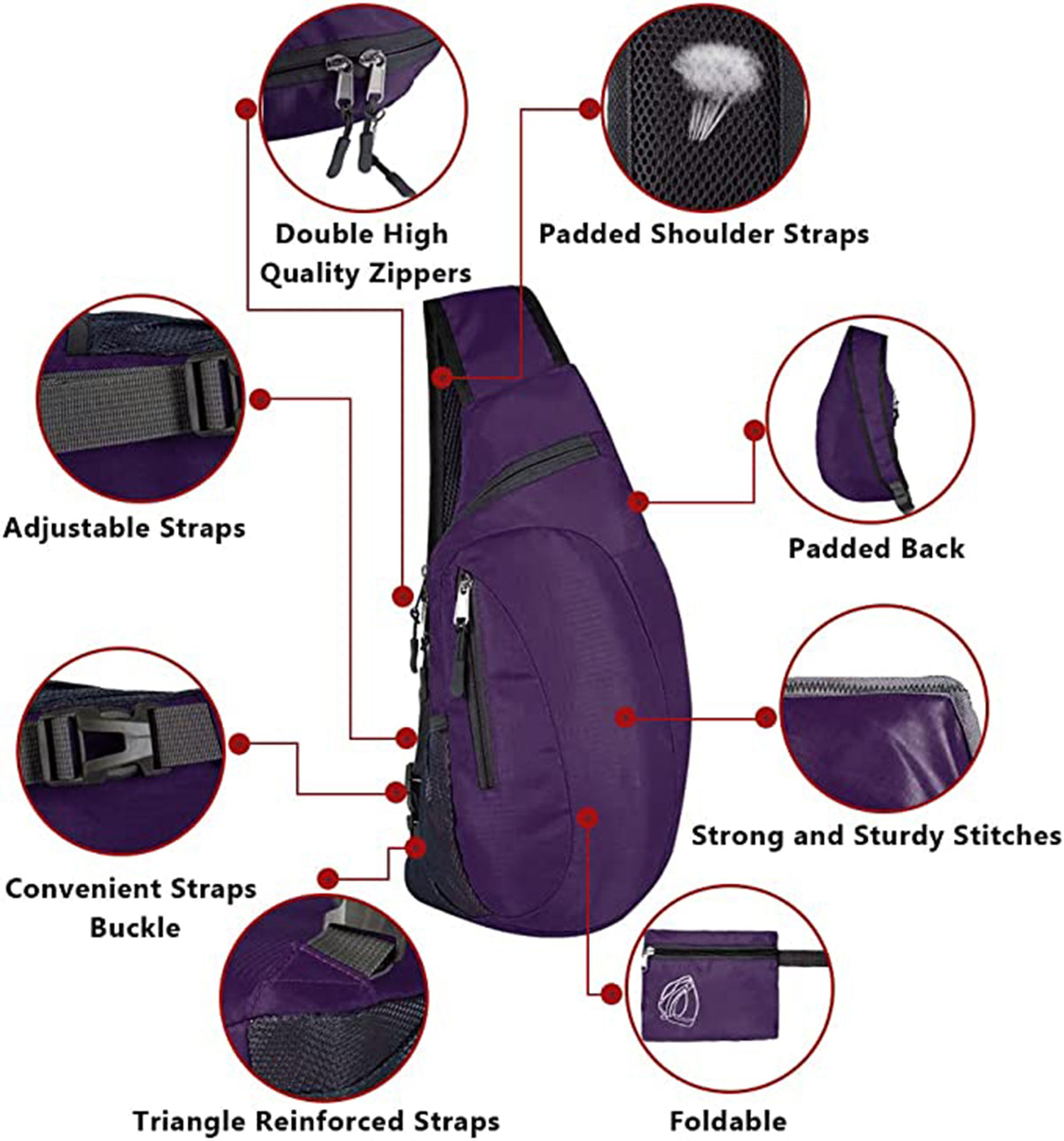 Folding Sling Bag Crossbody Backpack Lightweight Packable Bags