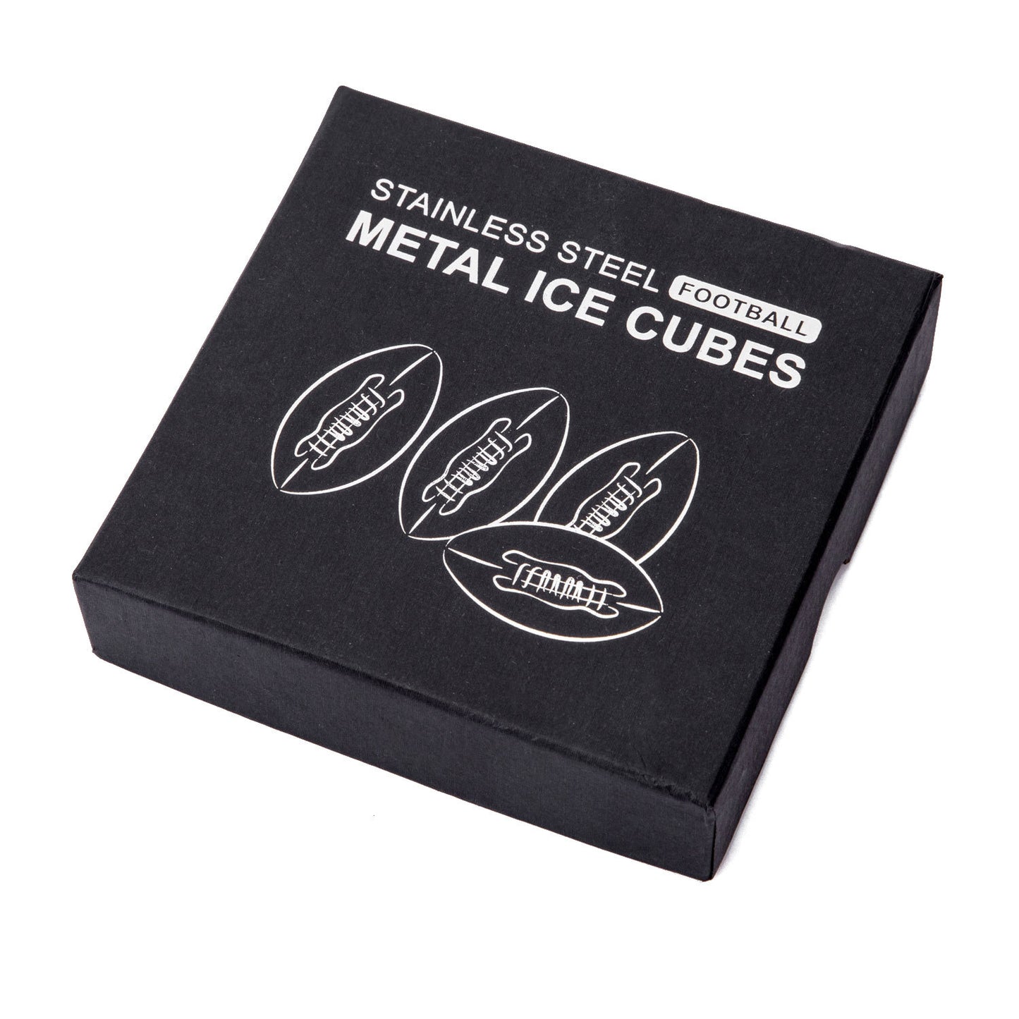4 pcs Box Packing Football Shape Stainless Steel Metal Ice Cube
