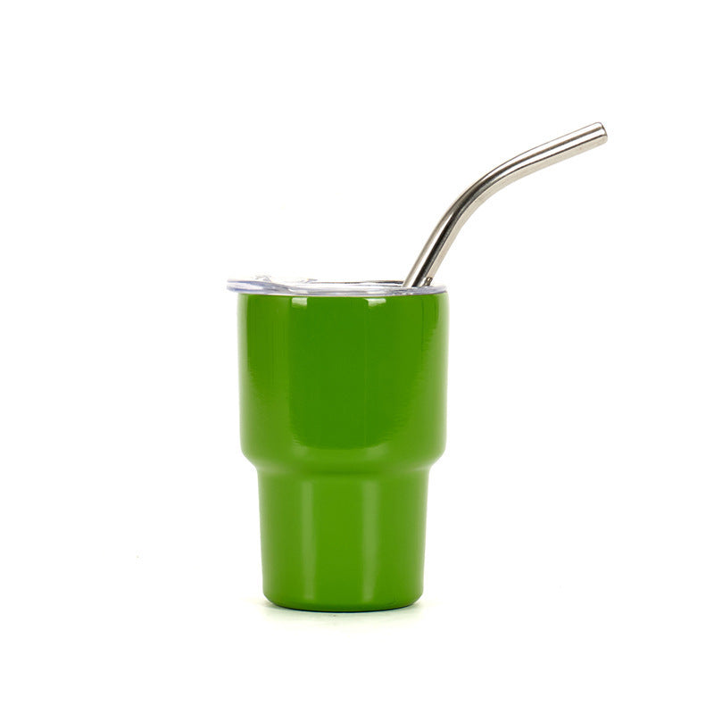 2 oz Mini Tumbler Shot Glass Stainless Cup W/ Straw