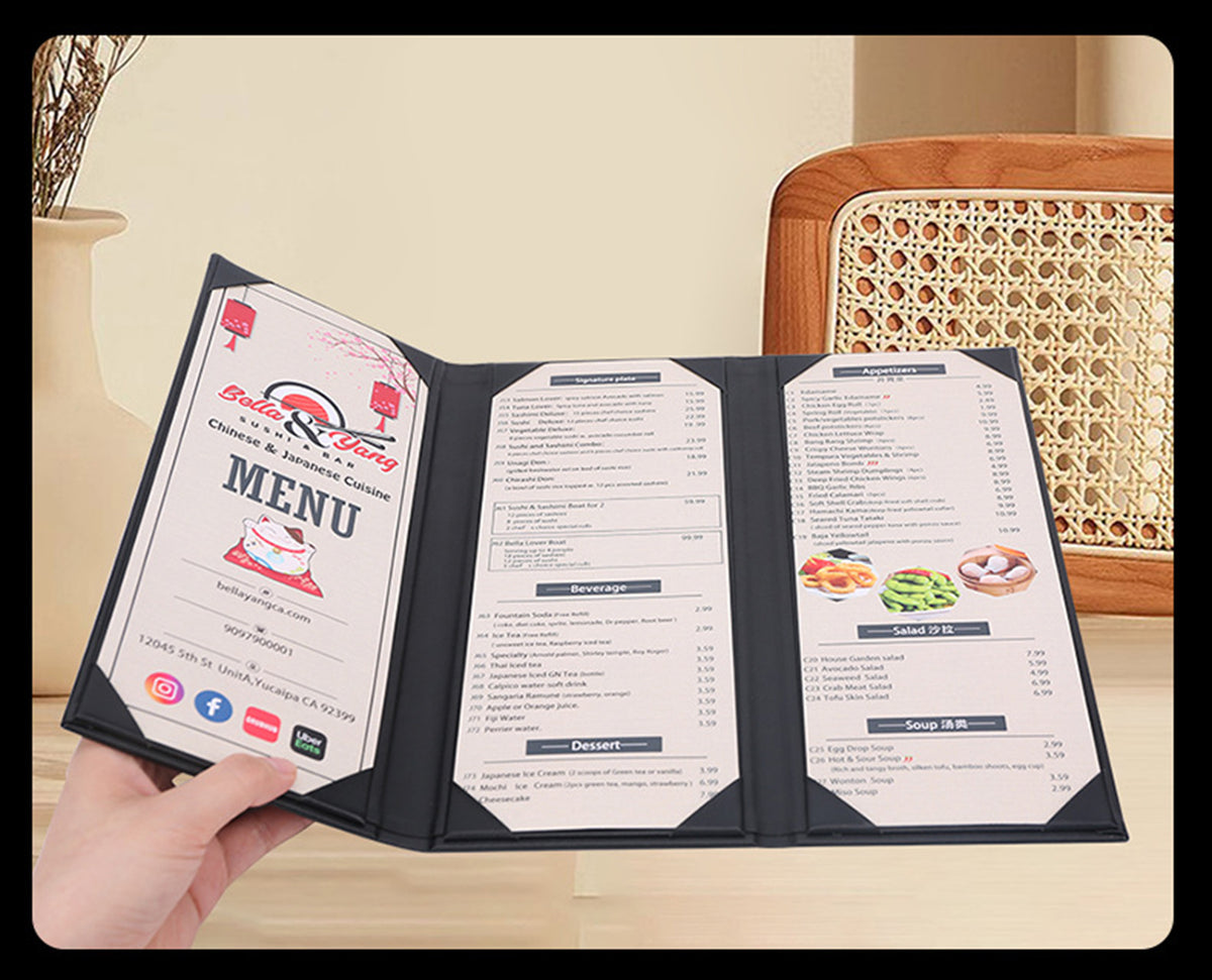 4.25 x 11" 3 Views Dinner Menu Cover