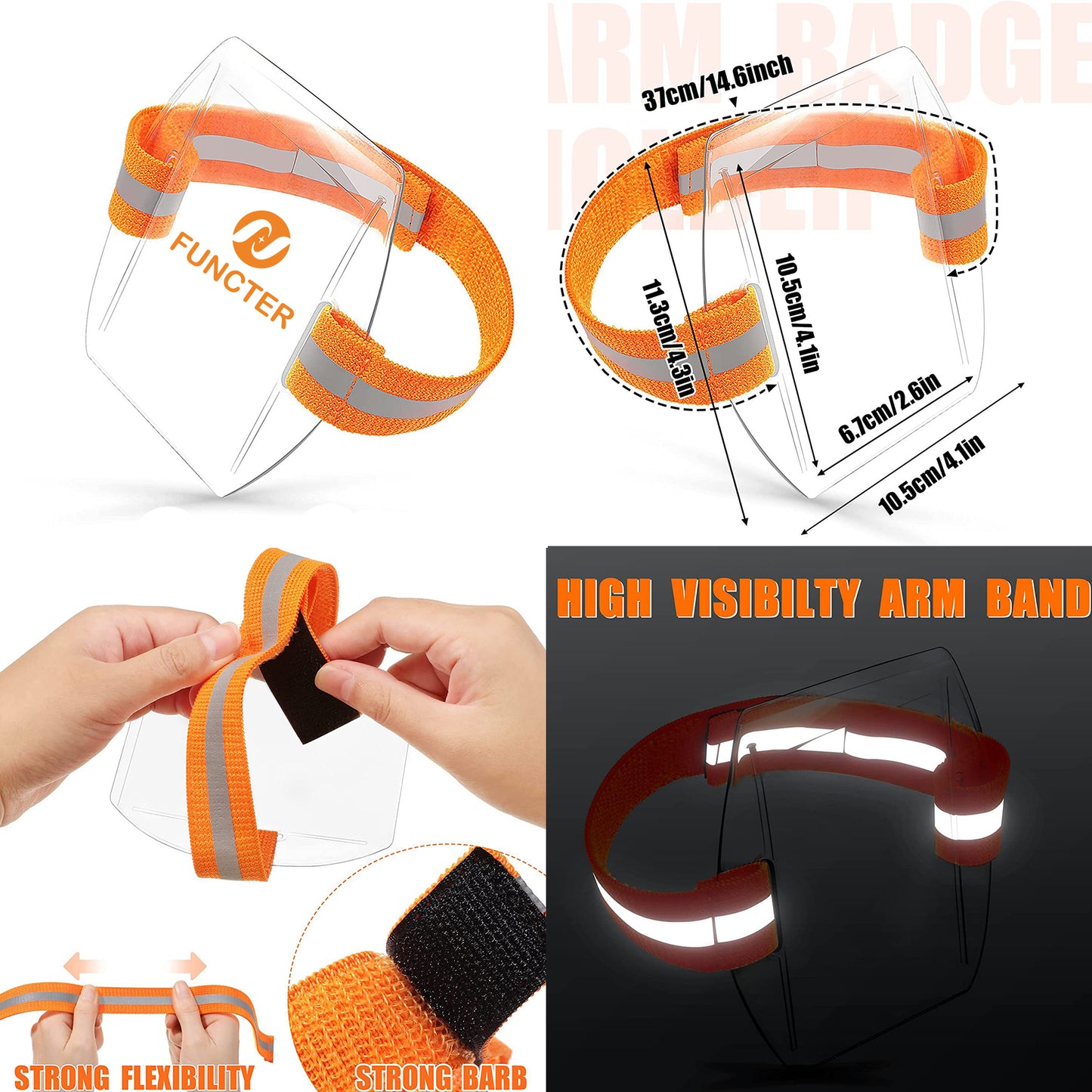 Arm Badge Card Holder With Reflective Adjustable Belt