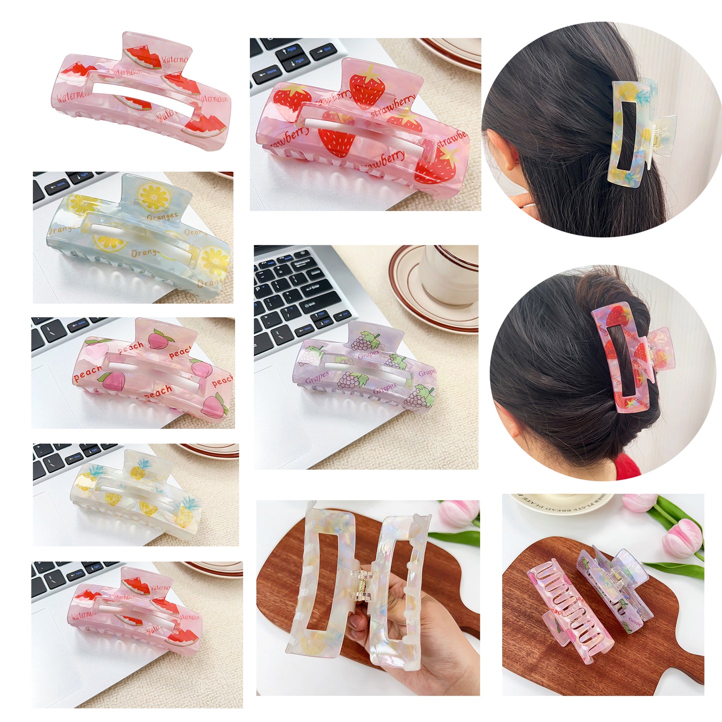 Full color printing Hair Clips Claw Fruit Style Hair Accesories ( Large )