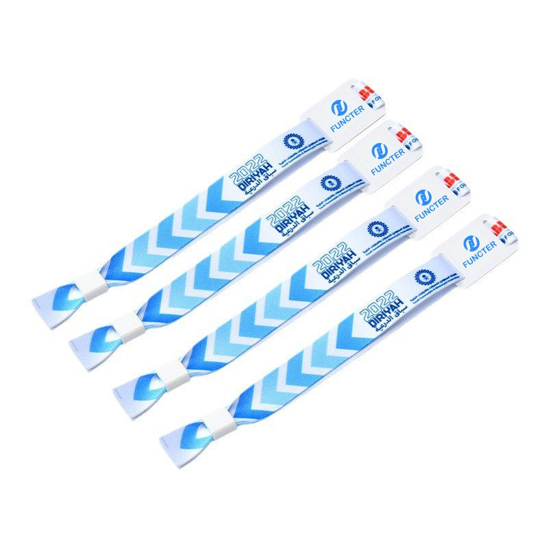Custom Disposable Waterproof Woven Fabric Event Wristbands W/ One-Way Lock for Events, Festivals