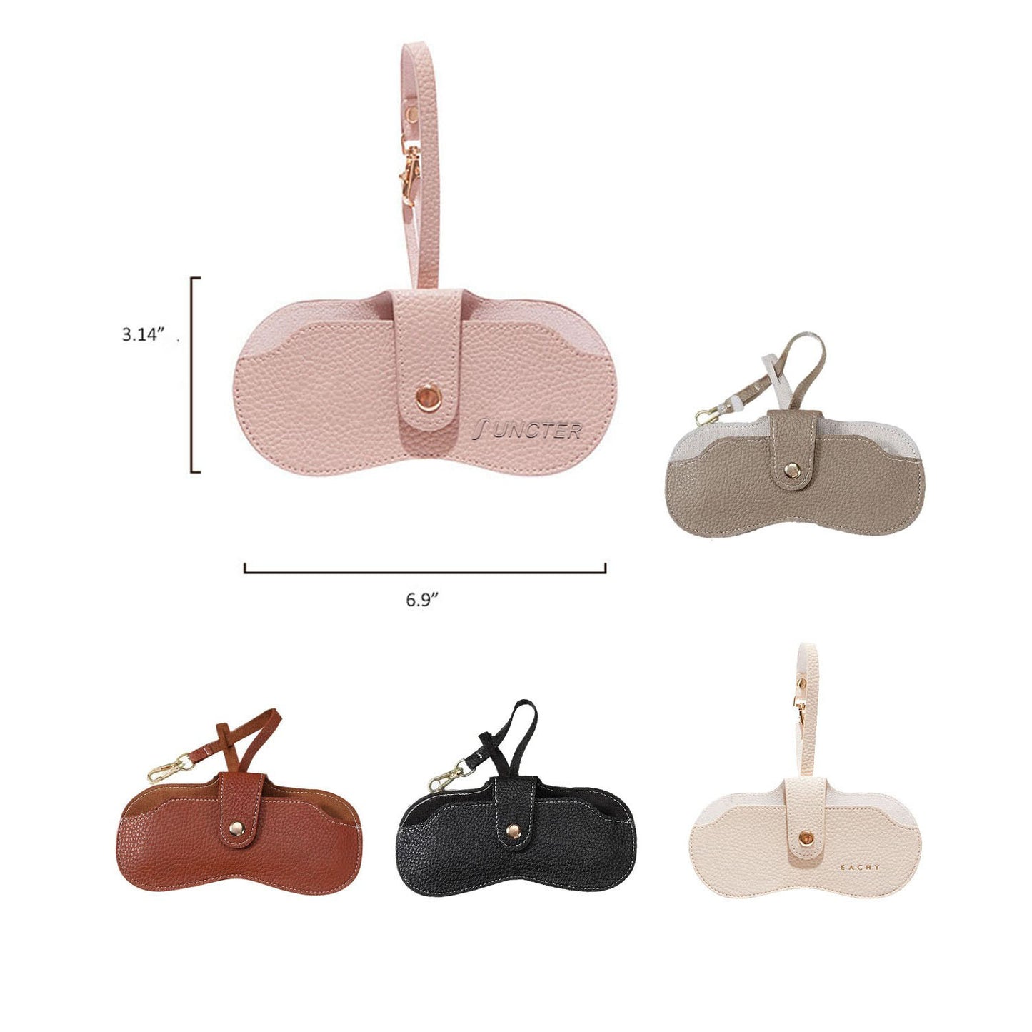 Soft PU Leather Travel Glasses Case for Sunglasses Prescription Glasses W/ Clip