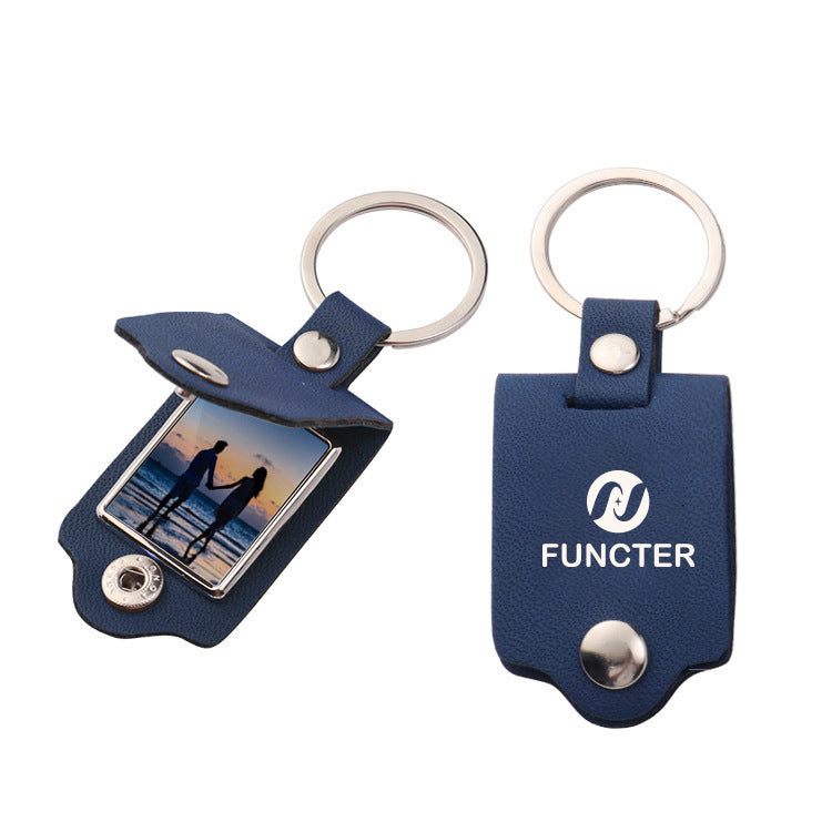 Waterproof Leather ID Tag Photo Fob Keying