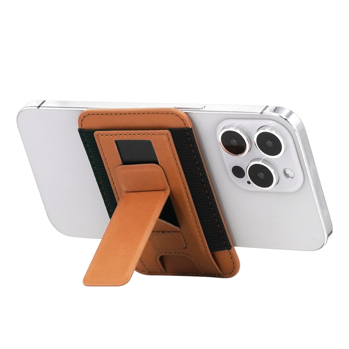 Magnetic Two Fold Phone Slide Card Holder Cell Phone Wallet Stand