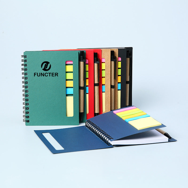 Notepad Double Spiral Notebook W/ Sticky Flags, Eco Pen