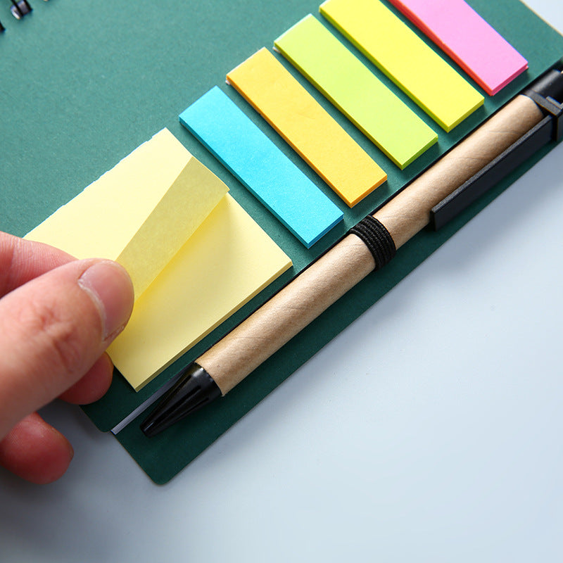 Notepad Double Spiral Notebook W/ Sticky Flags, Eco Pen