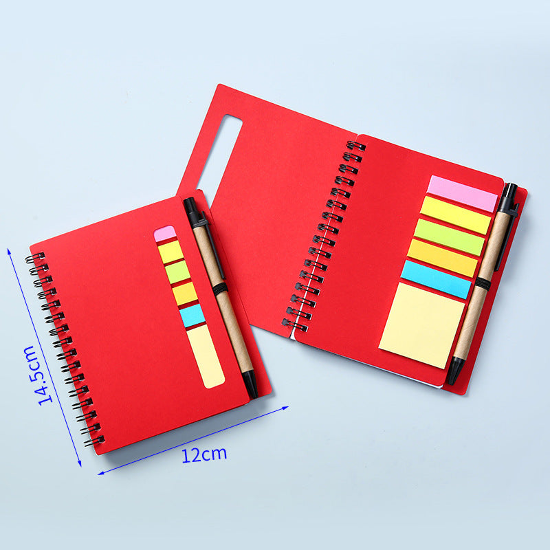 Notepad Double Spiral Notebook W/ Sticky Flags, Eco Pen