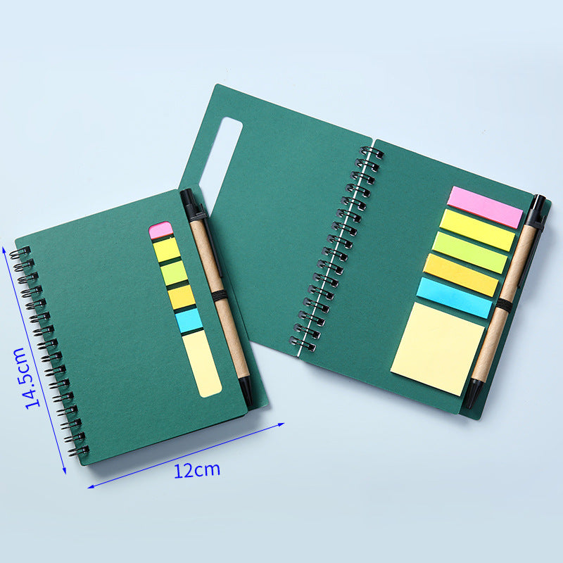 Notepad Double Spiral Notebook W/ Sticky Flags, Eco Pen