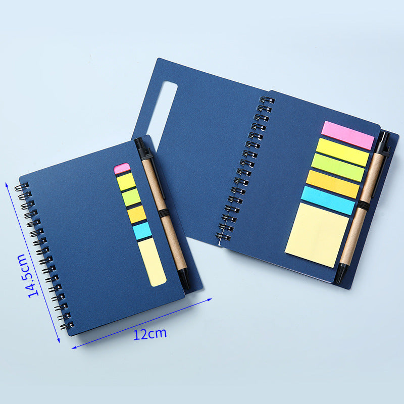 Notepad Double Spiral Notebook W/ Sticky Flags, Eco Pen