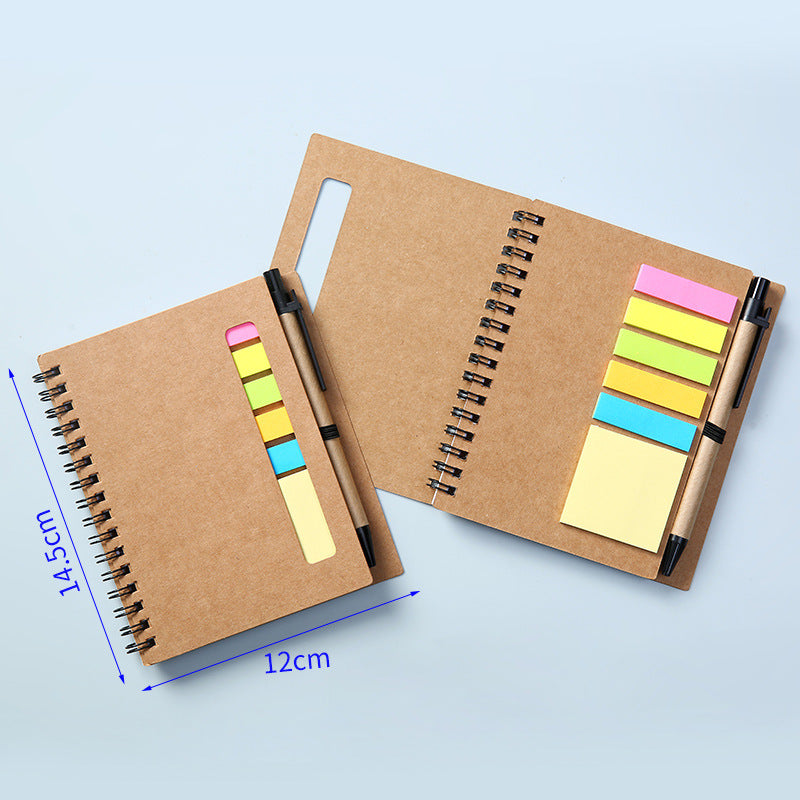 Notepad Double Spiral Notebook W/ Sticky Flags, Eco Pen