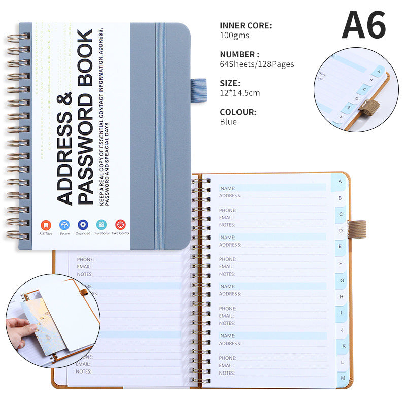 A6 Journal Double Spiral Notebook W/ Pen Loop