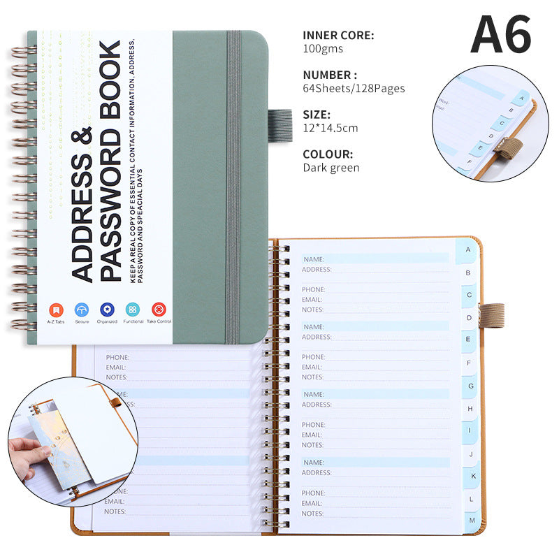 A6 Journal Double Spiral Notebook W/ Pen Loop