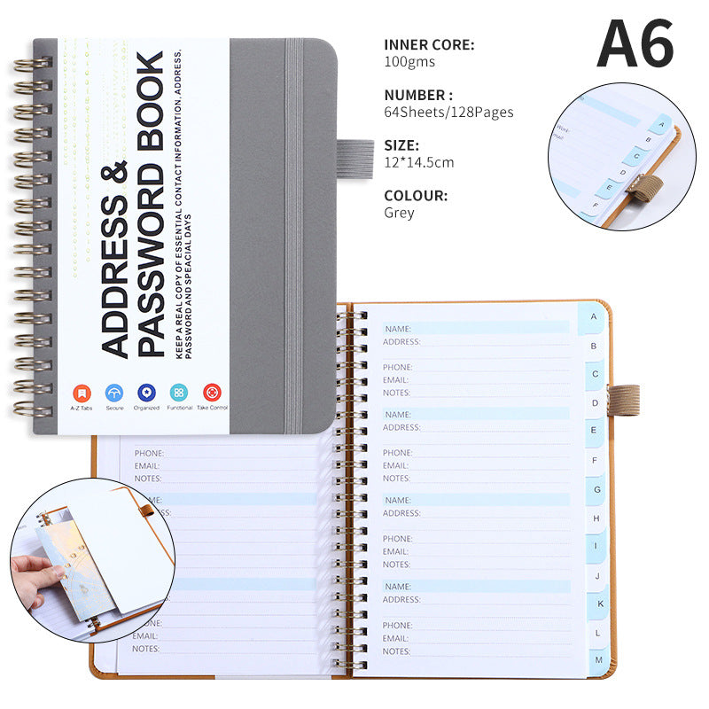 A6 Journal Double Spiral Notebook W/ Pen Loop