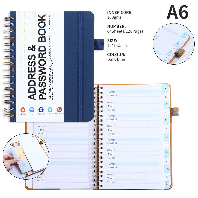 A6 Journal Double Spiral Notebook W/ Pen Loop
