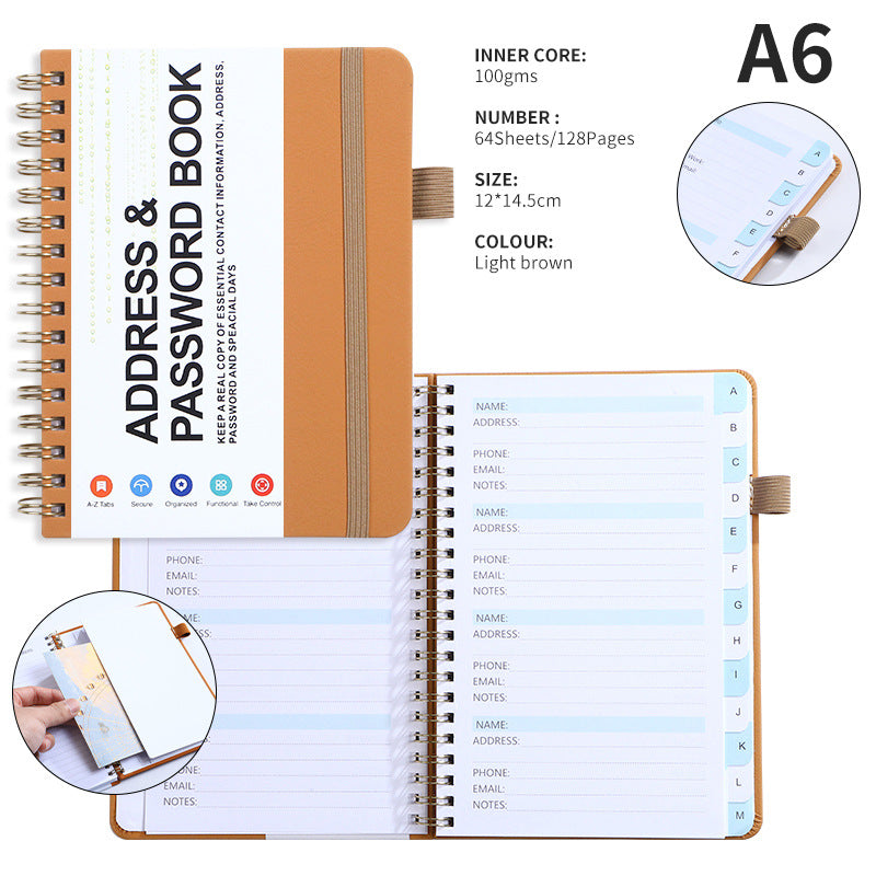 A6 Journal Double Spiral Notebook W/ Pen Loop