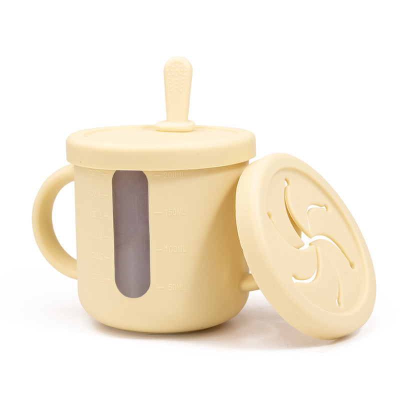 Transparent Scale Silicone Toddler Water Cup With Snack Lid 7 oz