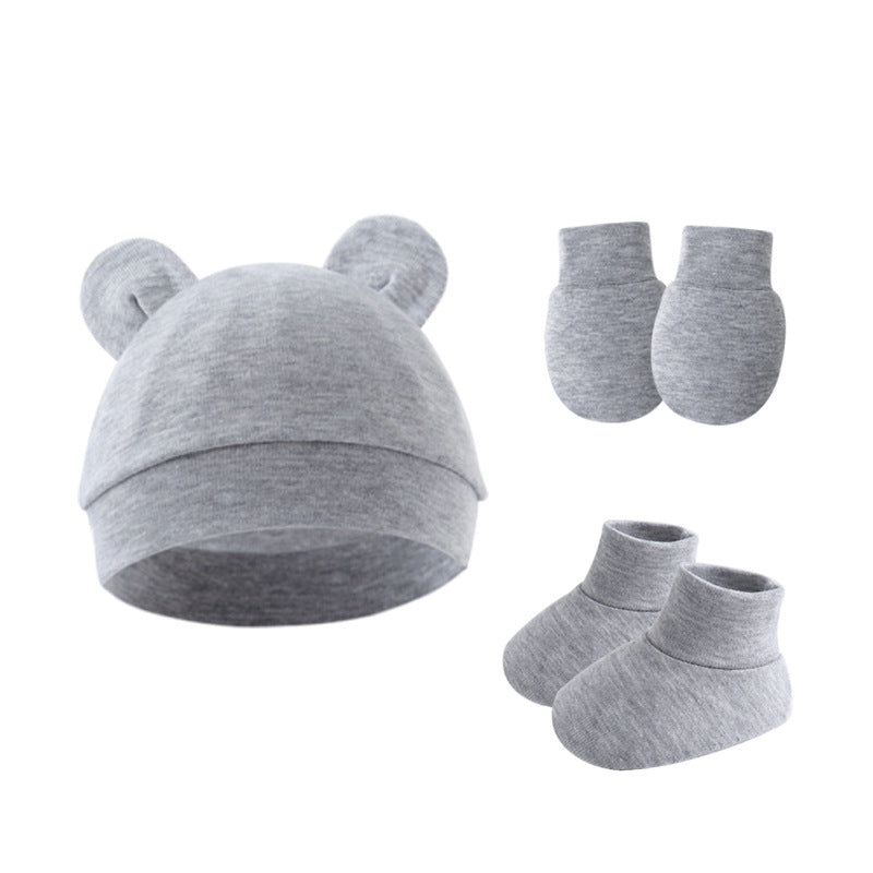Baby Hat Mittens Socks Set Round Ear Style