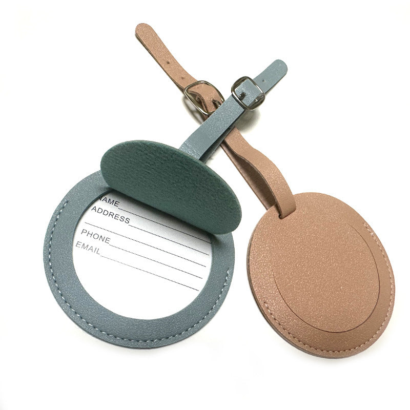Portable Round Shape PU Leather Luggage Personalizable Travel ID Tag