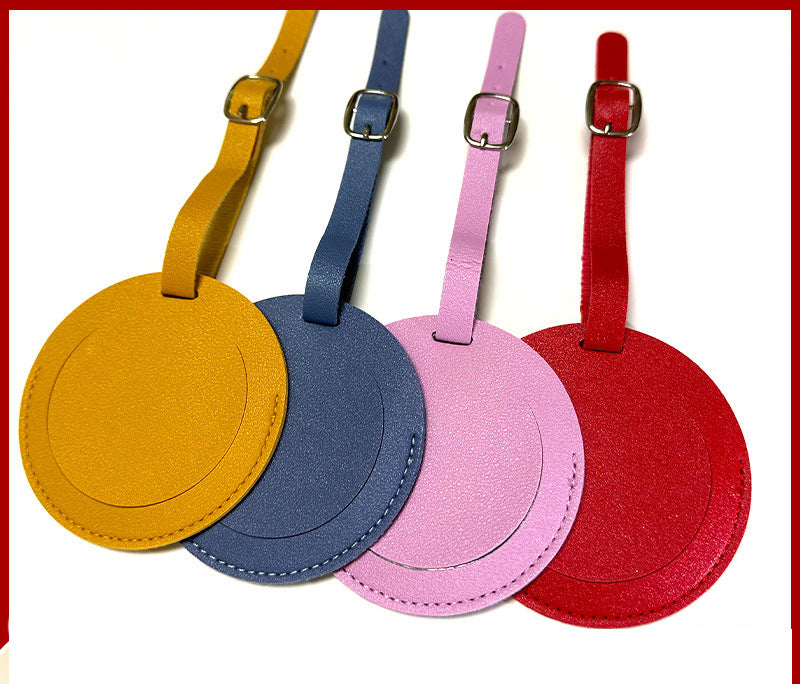 Portable Round Shape PU Leather Luggage Personalizable Travel ID Tag