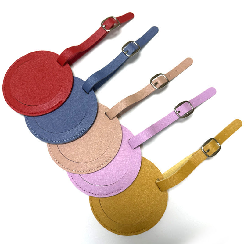 Portable Round Shape PU Leather Luggage Personalizable Travel ID Tag